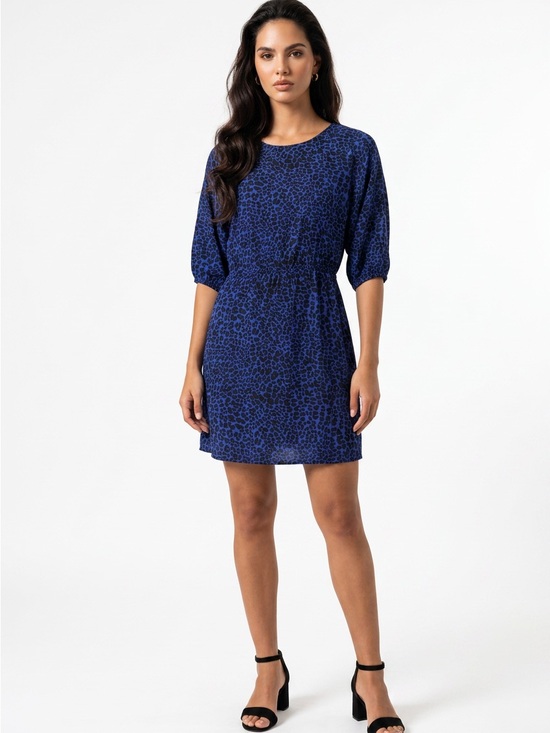 H&M Dresses & Skirts - H&M Royal Blue Animal Print Elastic-Waist Mini Dress